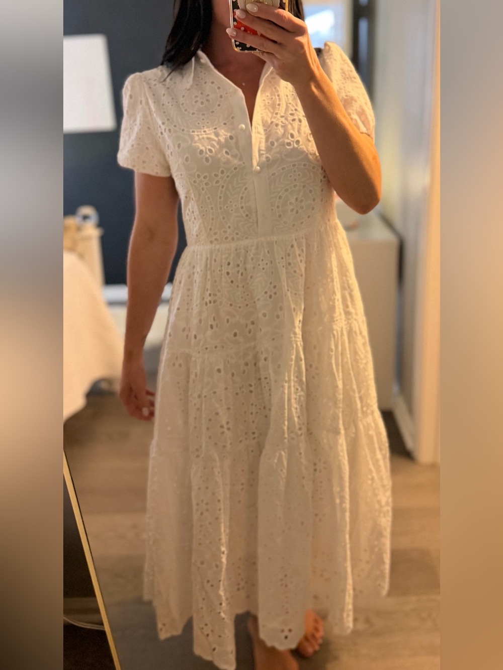 Chicwish White Eyelet Maxi Dress with Tiered Skirt